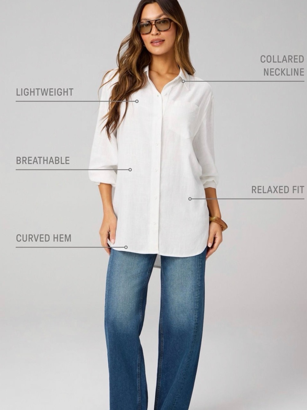 Linen Oversized Button-Up Shirt - Picture 3 of 3